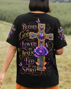 Blessed By God Cross Rose Women's All Over Print Shirt - Tltw1205264
