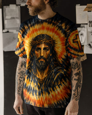 Jesus Halo Of Faith Black & Yellow Swirl Men's All Over Print Shirt - Tltw0602263