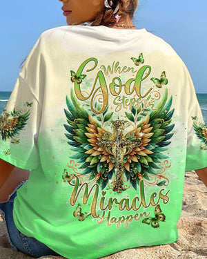 When God Steps In Miracles Happen Wings Women's All Over Print Shirt - Tlnt1806241
