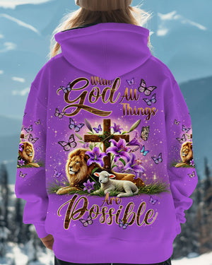 With God All Things Are Possible Lion Lamb Women's All Over Print Shirt - Tlnt2201253