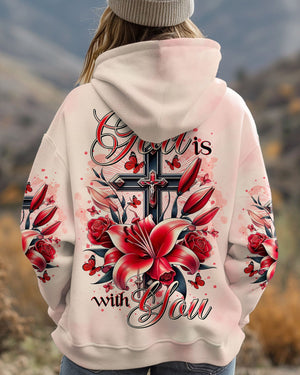 God Is With You Lilies Cross Women's All Over Print Shirt - Tltr0702252