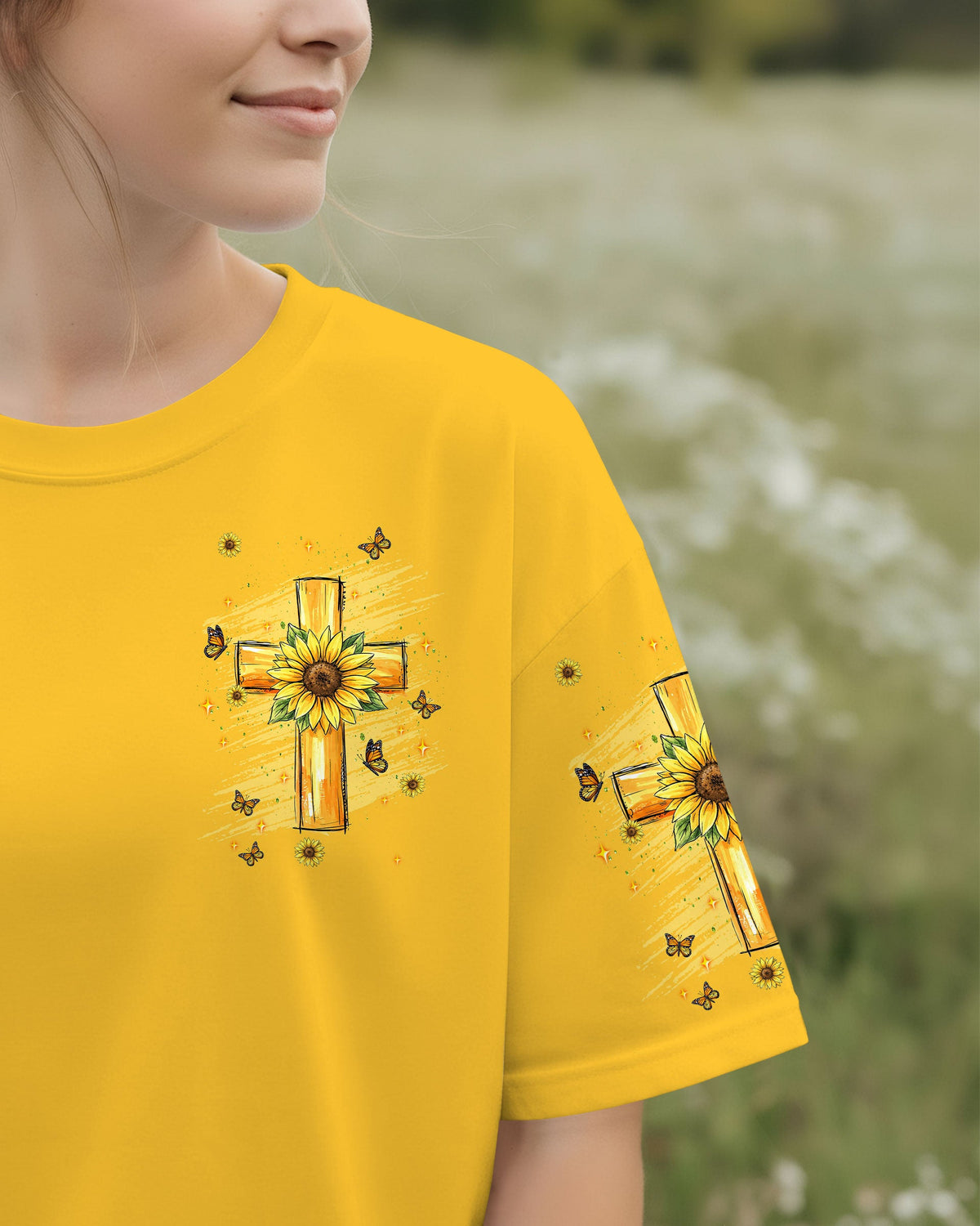 God Is Good All The Time Sunflower Women's All Over Print Shirt - Tlnt2312251