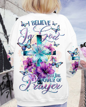 I Believe In God Lilies Flower Cross Women's All Over Print Shirt - Tltr0201243