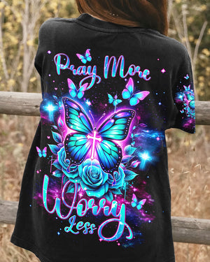 Pray More Worry Less Butterfly Women's All Over Print Shirt - Tlnt2601242