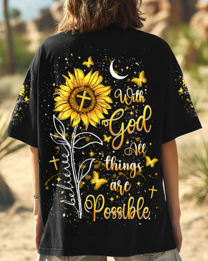 With God All Things Are Possible Sunflower Women's All Over Print Shirt - Yhlt3008243