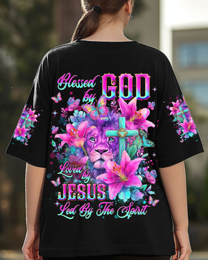 Blessed By God Loved By Jesus Lion Lilies Women's All Over Print Shirt - Tlnt2209251