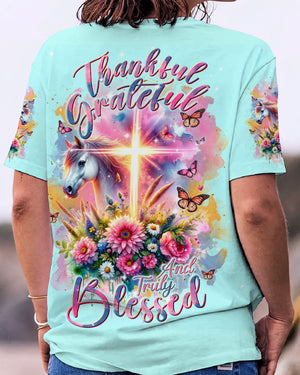 Thankful, Grateful and Truly Blessed Horse Women's All Over Print Shirt - Tlnt0501243