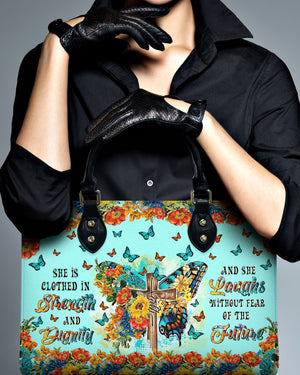 She Is Clothed In Strength And Dignity Butterfly Leather Handbag - Tltr2211244