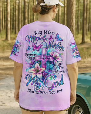 Way Maker Miracle Worker Cross Lilies Women's All Over Print Shirt - Tltr0206254