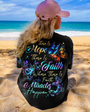 Where There Is Faith Miracles Happen Butterflies Women's All Over Print Shirt - Tytd2706231