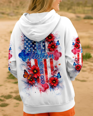 One Nation Under God Floral Flag Women's All Over Print Shirt - Tlnt1903261