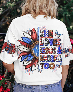 She Loves Jesus and America Women's All Over Print Shirt - Yhln0307234