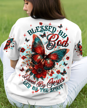 Blessed By God Loved By Jesus Butterfly Women's All Over Print Shirt - Tltw2209251