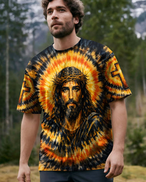 Jesus Halo Of Faith Black & Yellow Swirl Men's All Over Print Shirt - Tltw0602263