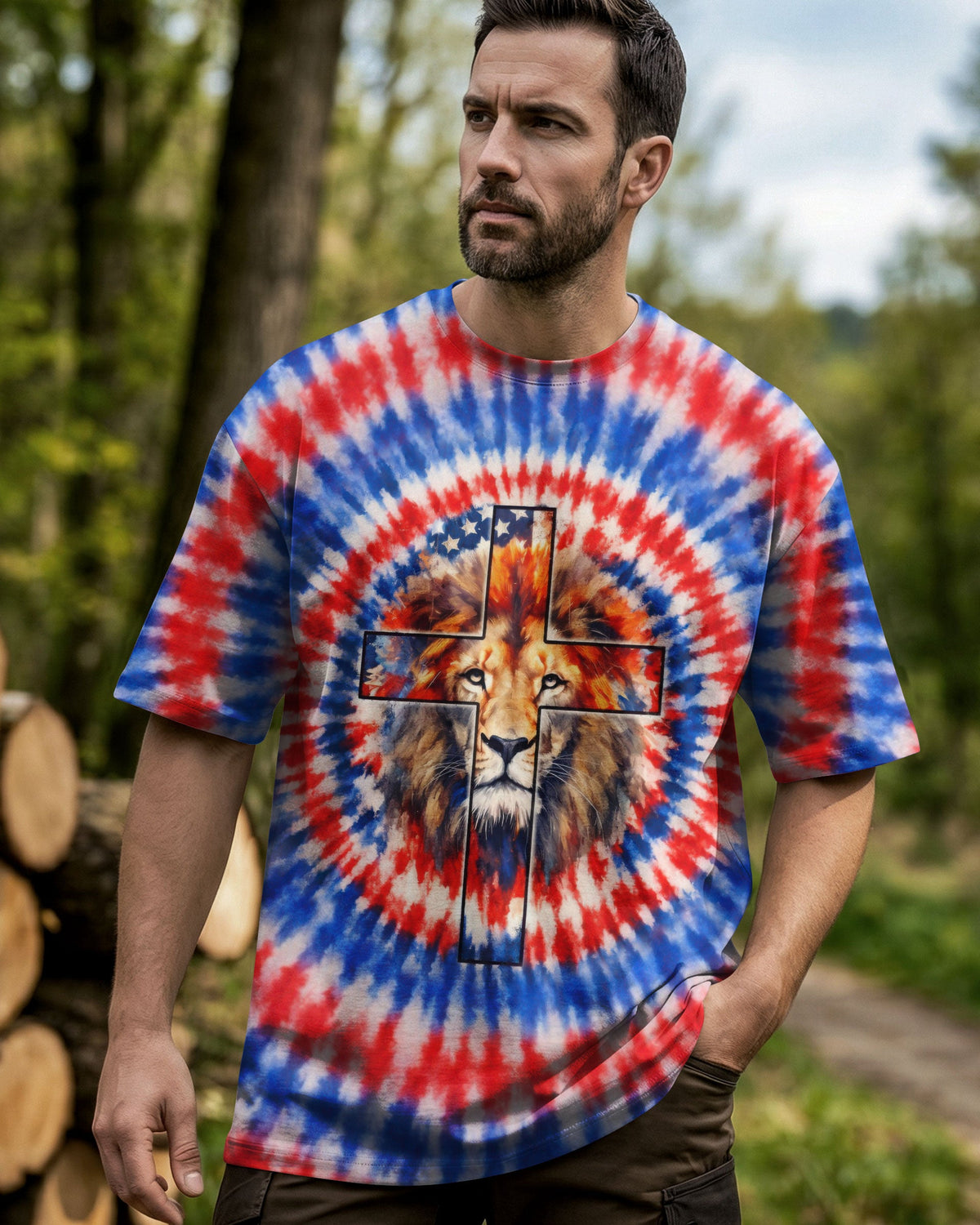 I Will Fear No Evil Lion Cross Swirl Men's All Over Print Shirt - Tltw1102263