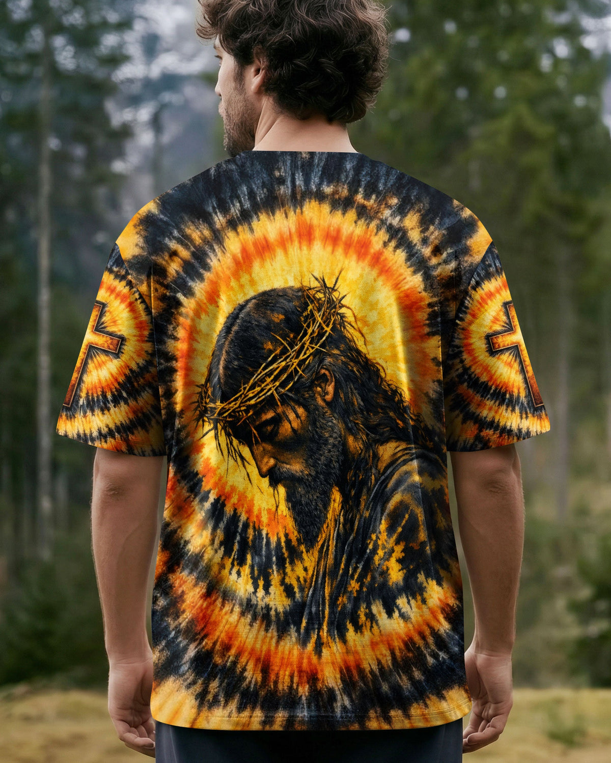 Jesus Halo Of Faith Black & Yellow Swirl Men's All Over Print Shirt - Tltw0602263