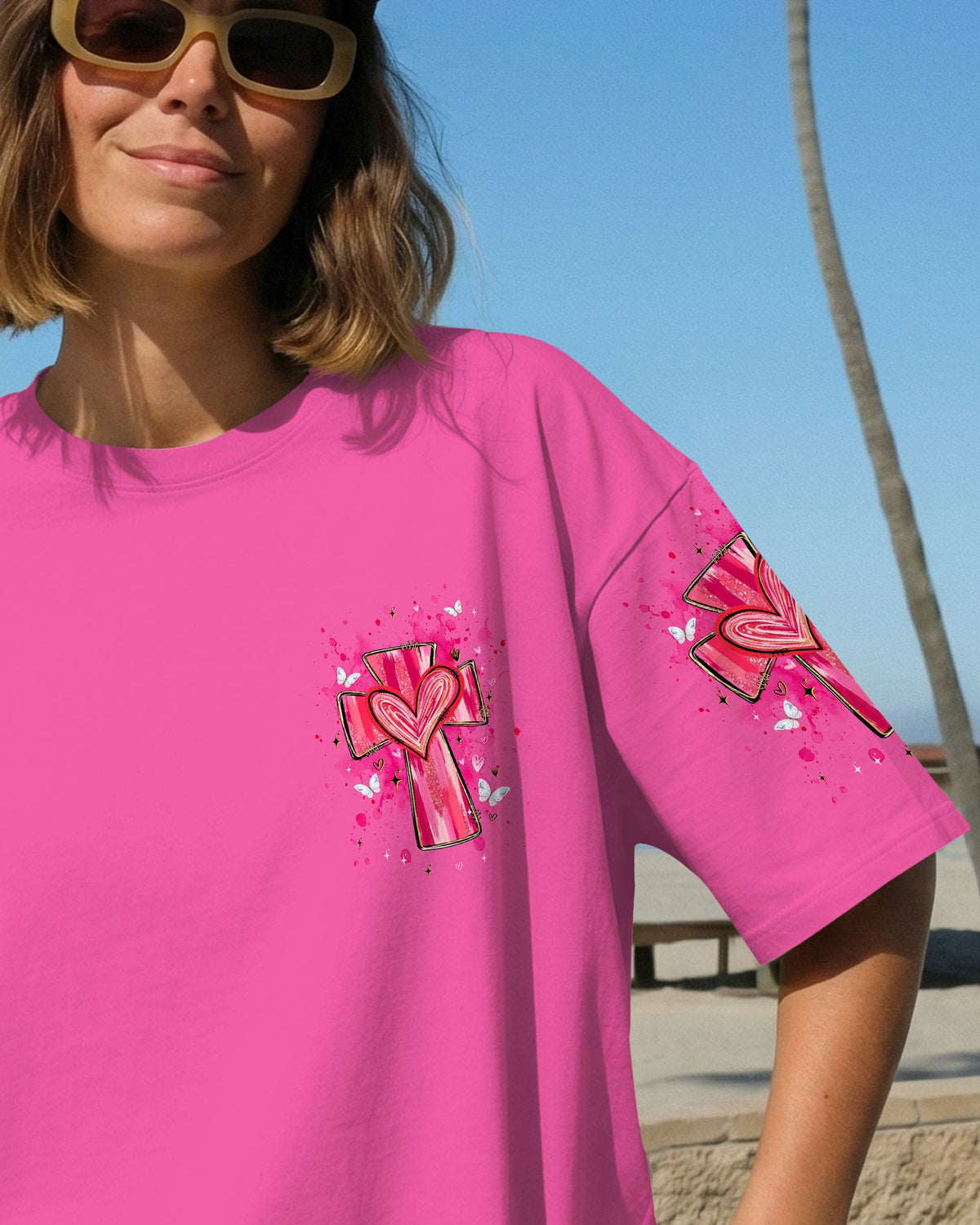 Jesus Loves Me This I Know Cross Heart Women's All Over Print Shirt - Tltw0501264