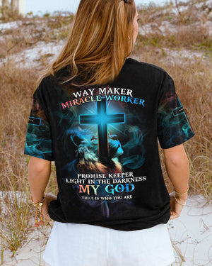 Way Maker Miracle Worker Lion Cross Light Colorful Women's All Over Print Shirt - Tltm2406235
