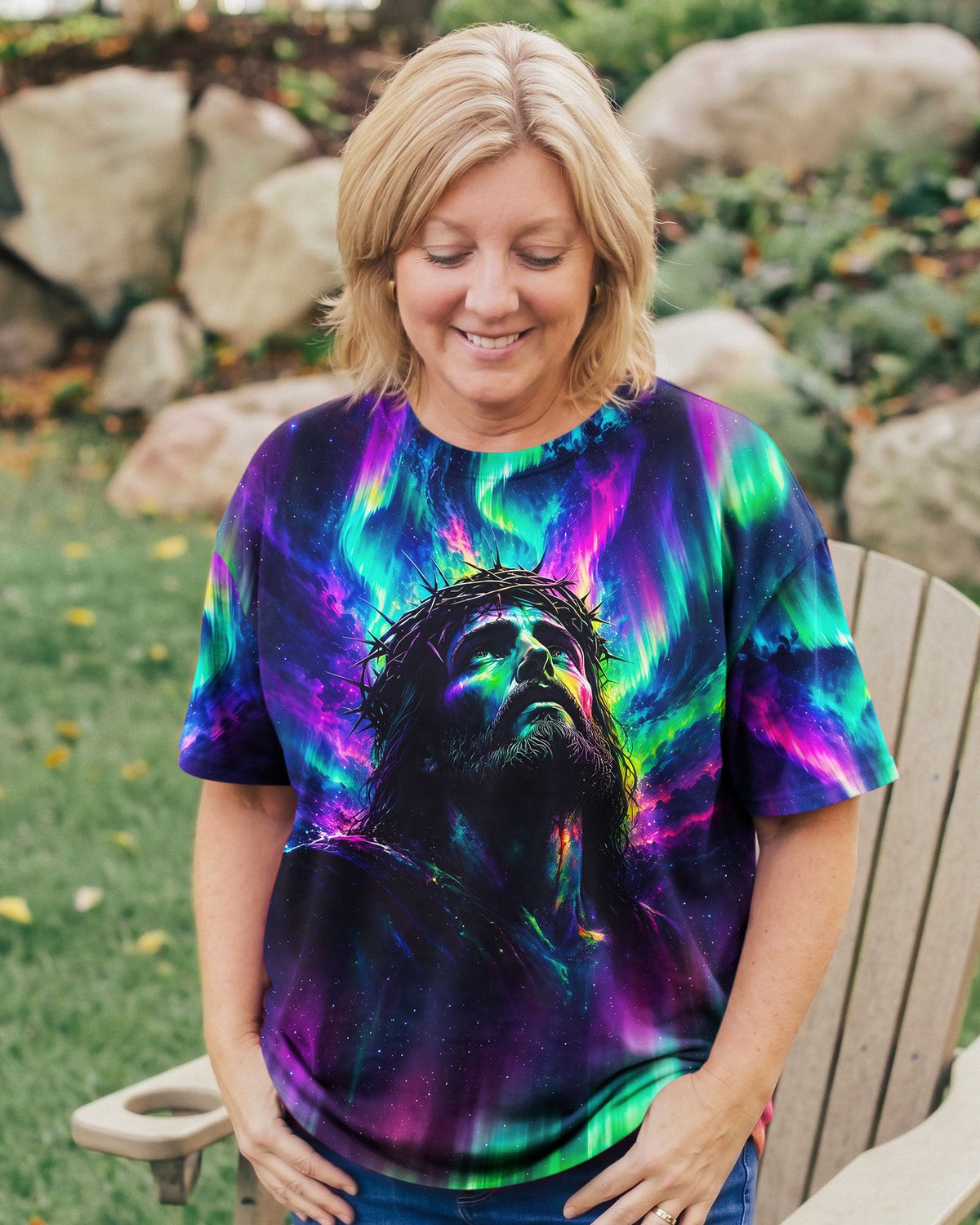 Jesus Under The Aurora Women's All Over Print Shirt - Tlno0907261