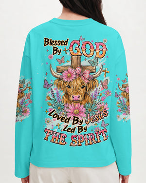 Blessed By God Highland Cow Women's All Over Print Shirt - Tlhn2807263