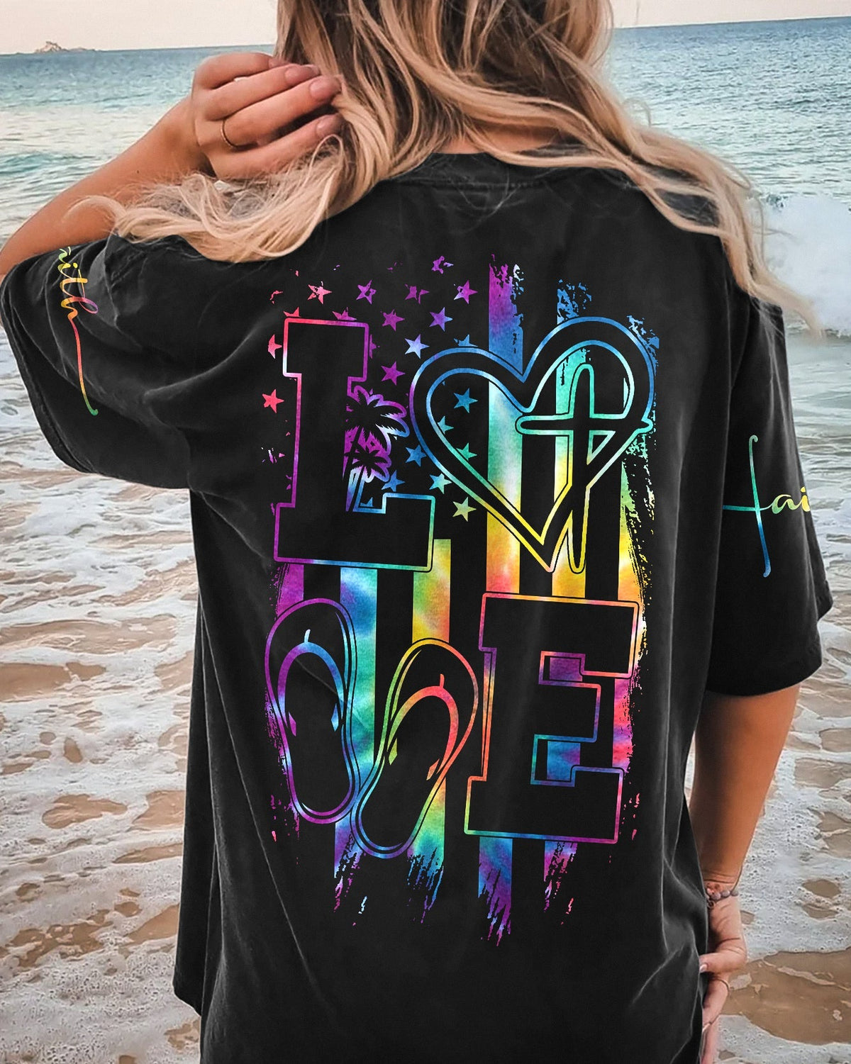 Love Faith Tie Dye Flag Women's All Over Print Shirt - Ty2506237