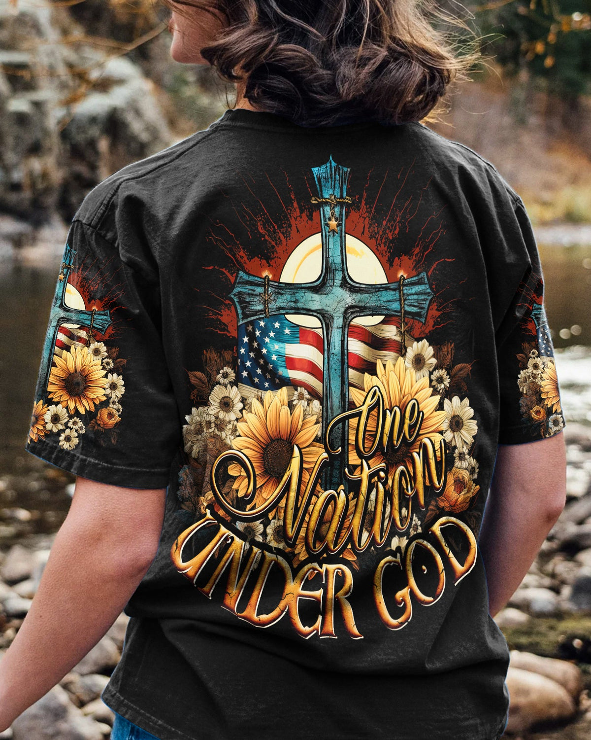 One Nation Under God Women's All Over Print Shirt - Ty2406231