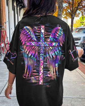Faith Cross Wings Mermaid Hologram Women's All Over Print Shirt - Ri2406231