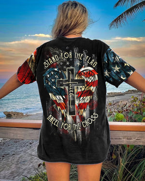 Stand For The Flag Kneel For The Cross Wings Women's All Over Print Shirt - Ri2506235
