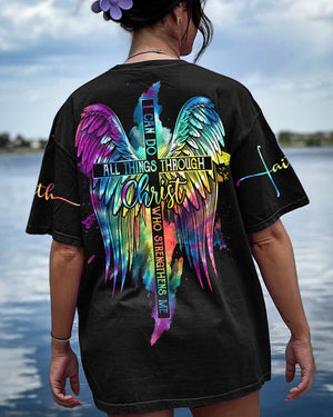 I Can Do All Things Through Christ Cross Wings Tie Dye Women's All Over Print Shirt - Ty2506232