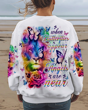 When Butterflies Appear Angels Are Near Lion Women's All Over Print Shirt - Tlno1902252