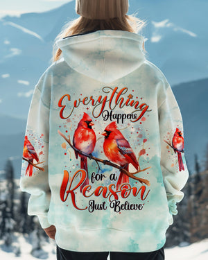 Just Believe Red Cardinal Women's All Over Print Shirt - Tytd1410242