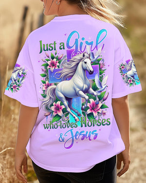 Just A Girl Who Loves Horses And Jesus Women's All Over Print Shirt - Tytd2103251