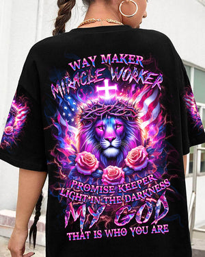 Way Maker Miracle Worker Cross Lion Women's All Over Print Shirt - Yhkd2205242