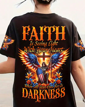 Faith Is Seeing Light With Your Heart Women's All Over Print Shirt - Tyhi1806242