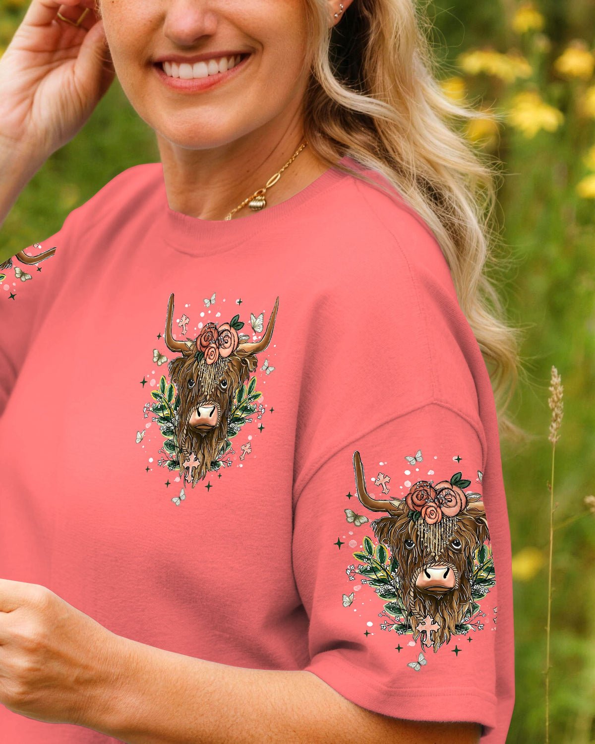 Living Life Somewhere Between Jesus Cow Women's All Over Print Shirt - Tlnt0607261