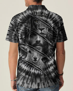 Strength And Sacrifice Lion Lamb Jesus Black & White Swirl Men's All Over Print Shirt - Tltw0502263
