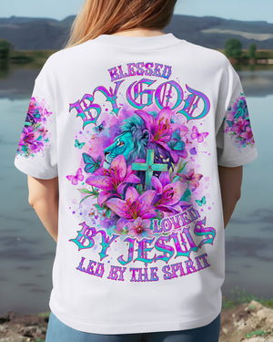 Blessed By God Loved By Jesus Lion Lilies Women's All Over Print Shirt - Tlno0410251