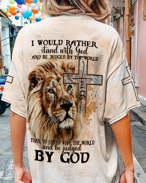 I Would Rather Stand With God Painting Lion Women's All Over Print Shirt - Tltm2406237