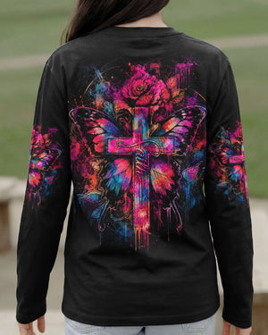 Faith Butterfly Rose Cross Women's All Over Print - Tlhg0805263