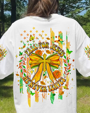 Fall For Jesus He Never Leaves Bow Cross Women's All Over Print Shirt - Tlpq2607243