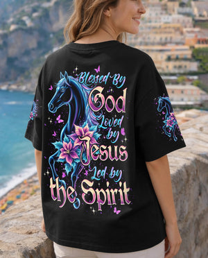 Blessed By God Loved By Jesus Horse Women's All Over Print Shirt - Typq0403262