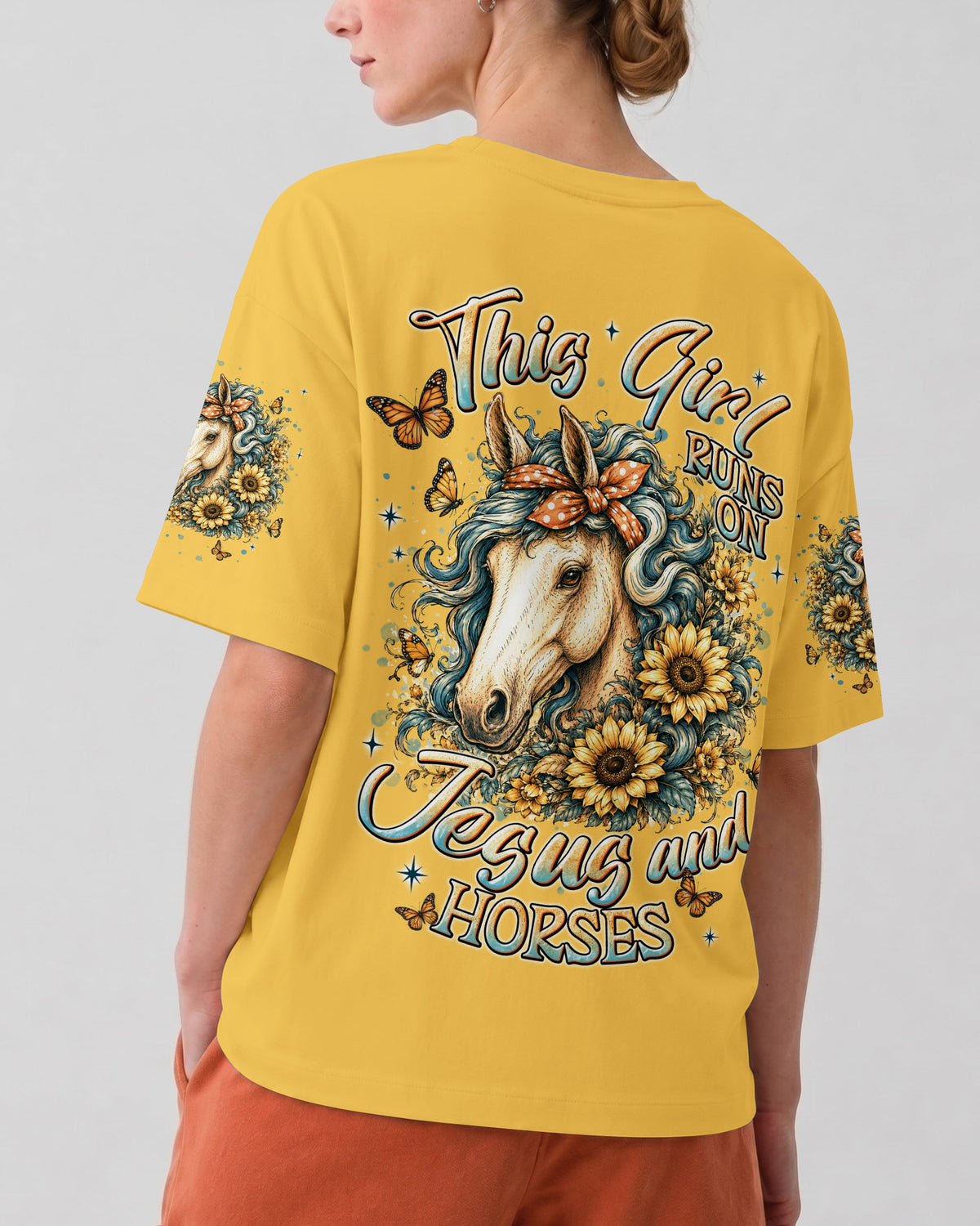 This Girl Runs On Jesus And Horses Women's All Over Print Shirt - Tlnt0307262