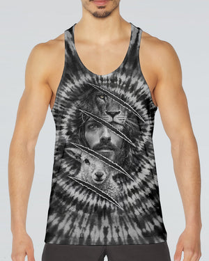 Strength And Sacrifice Lion Lamb Jesus Black & White Swirl Men's All Over Print Shirt - Tltw0502263