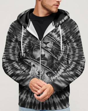 Strength And Sacrifice Lion Lamb Jesus Black & White Swirl Men's All Over Print Shirt - Tltw0502263