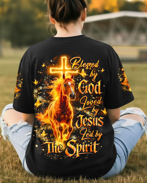 Blessed By God Loved By Jesus Horse Women's All Over Print Shirt - Yhlt3001261