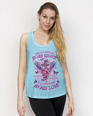 She Is Carried By His Grace Cross Wings Women's All Over Print Shirt - Tlnz0203244