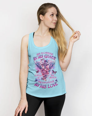 She Is Carried By His Grace Cross Wings Women's All Over Print Shirt - Tlnz0203244