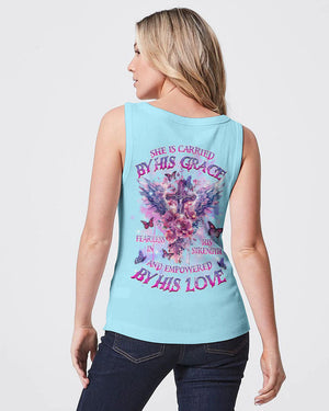 She Is Carried By His Grace Cross Wings Women's All Over Print Shirt - Tlnz0203244