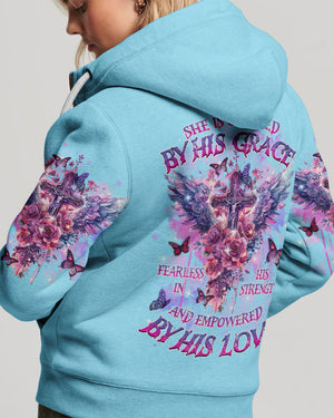 She Is Carried By His Grace Cross Wings Women's All Over Print Shirt - Tlnz0203244