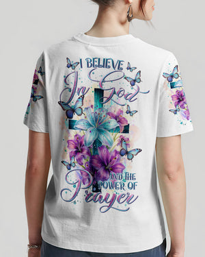 I Believe In God Lilies Flower Cross Women's All Over Print Shirt - Tltr0201243